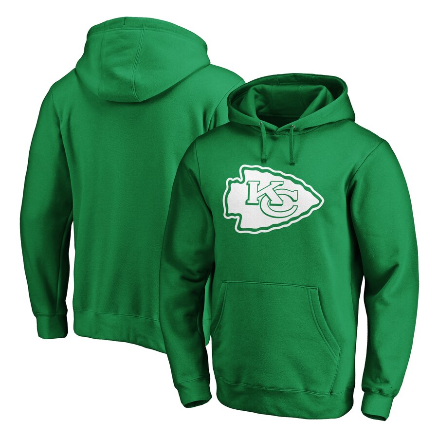 Men Kansas City Chiefs NFL Pro Line by Fanatics Branded St. Patrick Day White Logo Pullover Hoodie Green->kansas city chiefs->NFL Jersey